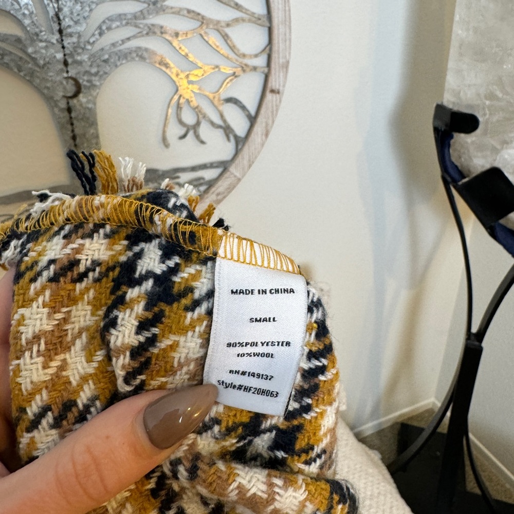 FASHION NOVA (NWOT) Wool Plaid Skirt. Yellow Navy White - Picture 5 of 6